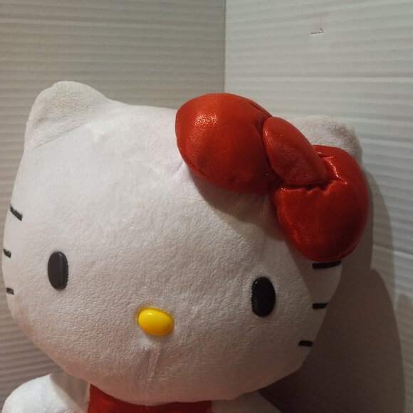 Sanrio 2018 Hello Kitty 12" Plush Red Dress Pink Hearts Red Hair Bow - Picture 2 of 9